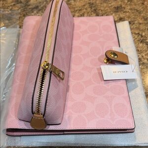 Coach powder Pink notebook and pencil case.